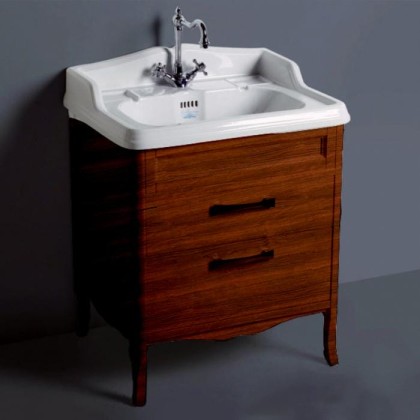 SIMAS Arcade Комплект мебели с двумя выдвижными ящиками, фурнитура хром с раковиной AR834, 70см, напольный, Цвет: Орех