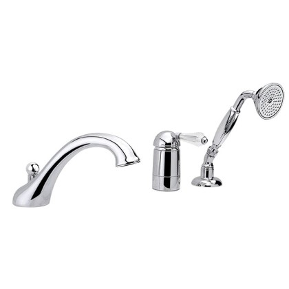 Nicolazzi Cristallo Liberty Смеситель на борт ванны на 3 отверстия, с изливом 200мм и ручным душем, цвет: хром