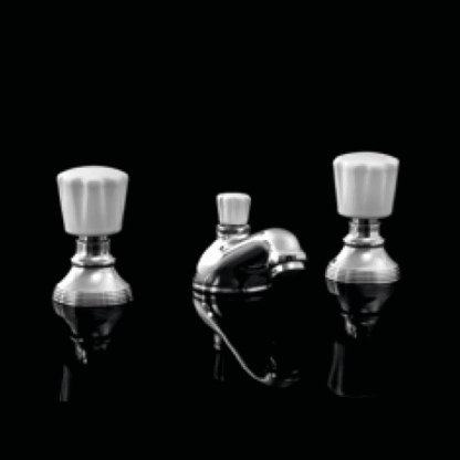 Devon&Devon Morris Смеситель для биде на 3 отв, с донным клапаном, ручки белые, цвет: хром