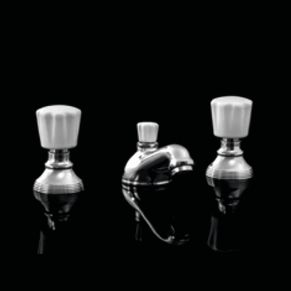 Devon&Devon Morris Смеситель для биде на 3 отв, с донным клапаном, ручки белые, цвет: хром