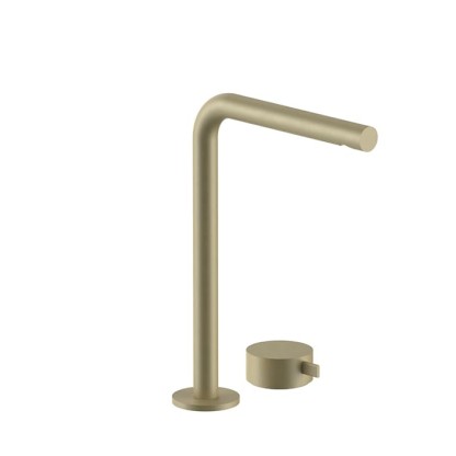 Fantini AF/21 Смеситель для раковины, 2 отв., высокий удлиненный излив: 19 см, цвет: Matt British Gold PVD