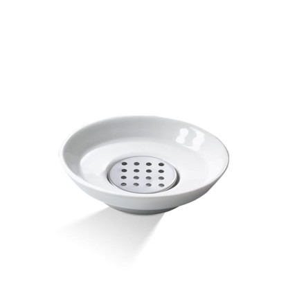 Decor Walther DW 550 Мыльница настольная, фарфор, цвет: белый / сталь полированная