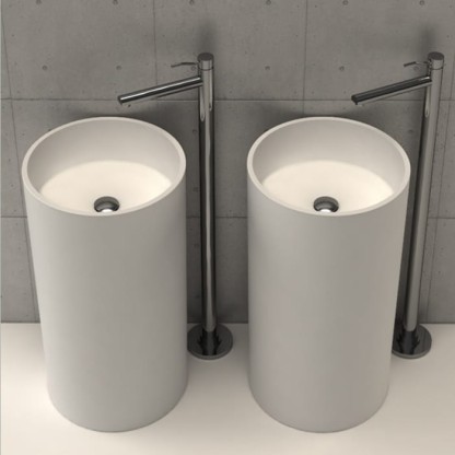 MOMA Circular Tower Раковина ?45cм., отдельностоящая, слив в пол, с донным клапаном, цвет: белый матовый