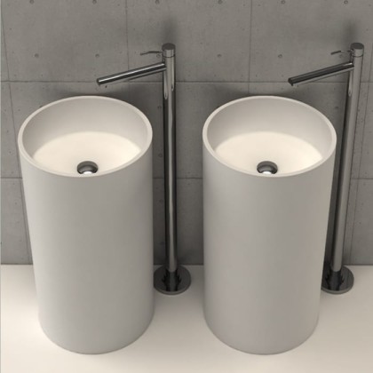 MOMA Circular Tower Раковина ?45cм., отдельностоящая, слив в пол, с донным клапаном, цвет: белый матовый