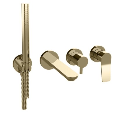 Bongio GIO2 Смеситель для ванны, встраиваемый, с ручной лейкой, излив: 20.6см., (без встраив части 0966000VA), цвет: матированный никель