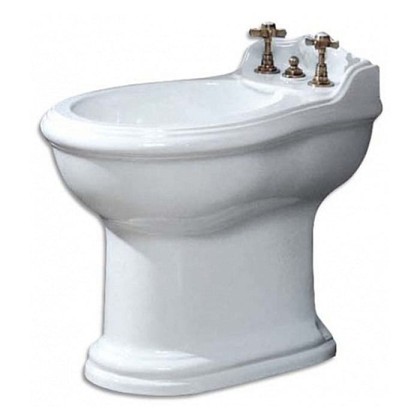 Azzurra Jubilaeum Биде напольное приставное 59x40xH42 см, с 3 отв. под смеситель, Antibatterico, с креплением KIT 2000 C/C, цвет: Bianco lucido