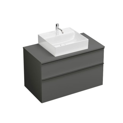 Burgbad Eqio Комплект мебели 1000х550х600 мм с крам.умыв. квадратным, цвет белый, с 1 отв под смес., 2 ящика, ручки G0252, цвет: серый глянцевый