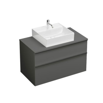 Burgbad Eqio Комплект мебели 1000х550х600 мм с крам.умыв. квадратным, цвет белый, с 1 отв под смес., 2 ящика, ручки G0252, цвет: серый глянцевый