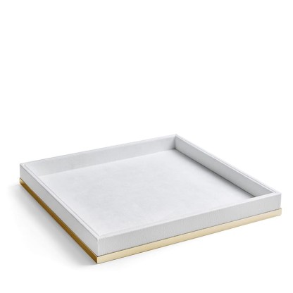 3SC Snowy Лоток универсальный 28х28хh4см, цвет: белая эко-кожа/золото 24к. Lucido