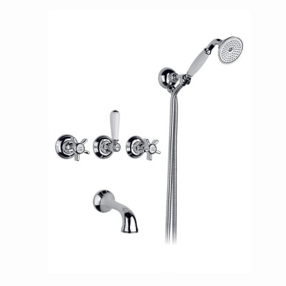 Nicolazzi Dames Anglaises Смеситель для ванны с 2мя ручками, встроенный, излив: 160мм, вкл. внутр часть + комплект руч. Душа, цвет: хром