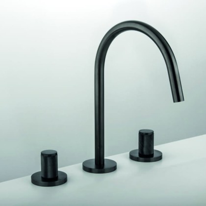 Gattoni MD Смеситель для раковины на 3 отверстия, ручки RONCO, с донным клапаном, цвет Dark brushed nickel