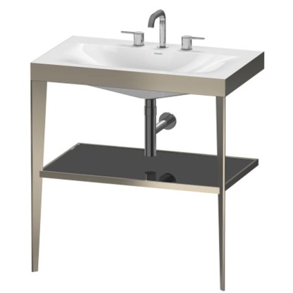 Duravit XViu Консоль напольная, 80x48x85см с полкой, с раковиной без перелива, 3 отв., цвет: champagne matt/black high gloss lacquer