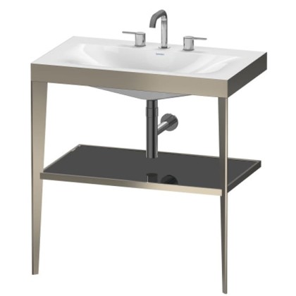 Duravit XViu Консоль напольная, 80x48x85см с полкой, с раковиной без перелива, 3 отв., цвет: champagne matt/black high gloss lacquer