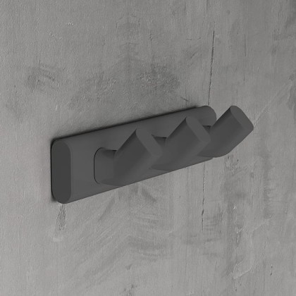 Novellini Giada Крючок тройной, подвесной, цвет: черный матовый