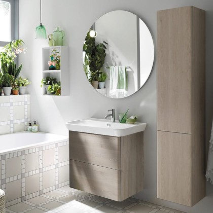 Burgbad Iveo База подвесная с керамическим умывальником с 1 отв под смес. 80х49.2х72.1см.2 выдв ящика, сифон в компл. F2834, цвет: фланелевый дубовый