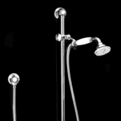 Devon&Devon Morris Штанга со скользящей душевой лейкой со шлангом и выпуском, цвет: хром, ручка  белая