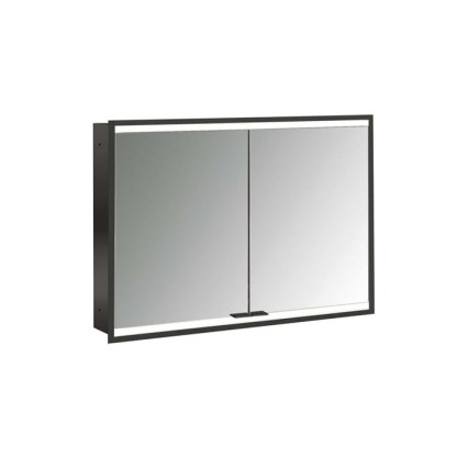 Emco Prime Зеркальный шкаф 100см., с подсветкой LED2 Facelift встраив. модель, 2-дверки, IP 20, цвет черный зеркальная задняя стенка