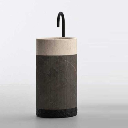 NOORTH milldue edition ROMA Раковина 45х88 см, без отв., напольная, без перелива, с донным клапаном, цоколь Ardesia, цвет: Grafite/Moka Cream