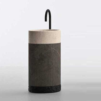 NOORTH milldue edition ROMA Раковина 45х88 см, без отв., напольная, без перелива, с донным клапаном, цоколь Ardesia, цвет: Grafite/Moka Cream