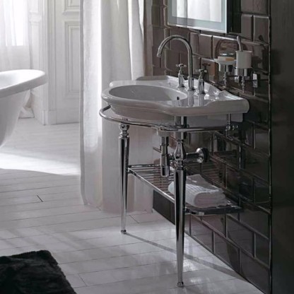 Globo Paestum Консоль 110х60см, с раковиной с 1 отв. под смеситель, консоль, напольная, цвет: хром/раковина белая