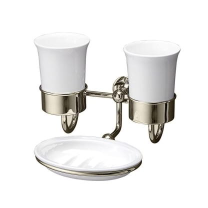 Devon&Devon First Class Мыльница и два стакана, подвесная, цвет: никель блестящий