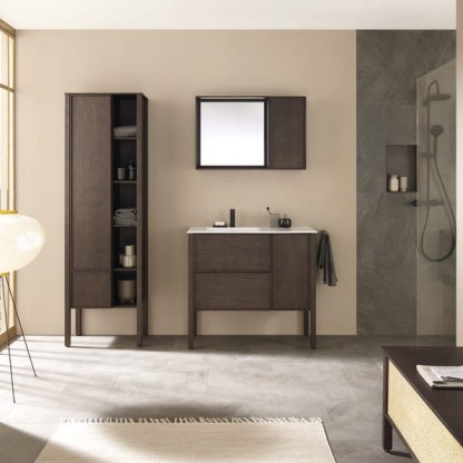 Burgbad MAX Комплект мебели 100х49х91.2см, напольный, с раковиной, с зеркалом, с 2 ящиками, цвет: Dark chocolate oak