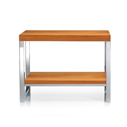 Decor Walther Wood SM Скамейка с полкой 60x30x44см, напольная, цвет: сталь полированная / светлый бук