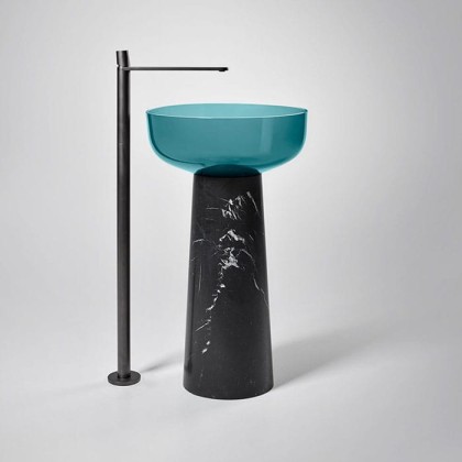 Antonio Lupi Albume Раковина 48х65 см, без отв., на пьедестале, Cristalmood, цвет: Petrolio/Nero Marquinia