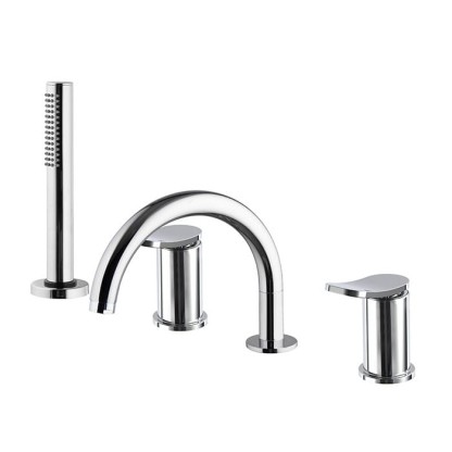 Fima Carlo Frattini Flo Смеситель на борт ванны, на 4 отв., с ручным душем, цвет: хром