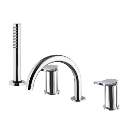 Fima Carlo Frattini Flo Смеситель на борт ванны, на 4 отв., с ручным душем, цвет: хром