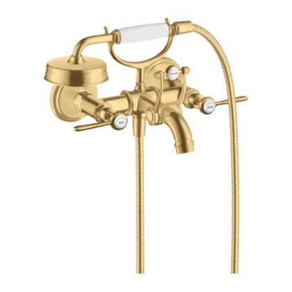 Axor Montreux Смеситель для ванны, настенный, с ручным душем, ручка: рычаг, цвет: шлифованное золото
