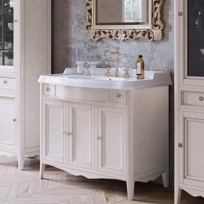 TW Veronica, База с раковиной Simas AR874bi*1 105x56см, с 1отв.,  2 верх.ящ. 3 распашные дверки, доводч. Blum, ручки: Riflesso бронза, напольная, цвет: VINTAGE