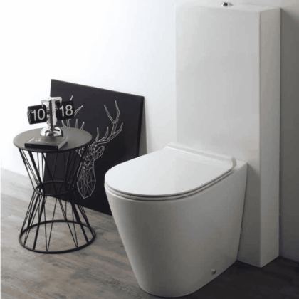 Simas Gambassi Унитаз приставной безободковый 56.5х37,5 см, цвет: белый  с бачком, цвет: белый/хром