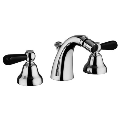 Bongio Mille Nuits Смеситель для биде, 3 отв., цвет: хром/черный фарфор