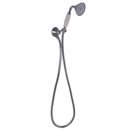 Carlo Frattini Wellness Душевой комплект с ручным душем с белой керамической ручкой, держатель с подводом воды и металл шланг 1500 мм., цвет: хром
