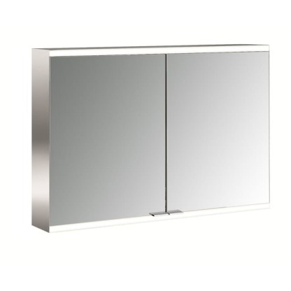 EMCO Prime2 Зеркальный шкаф 100x70см., с подсветкой, навесной, 2 двери, 2 полки, розетка, цвет: белый