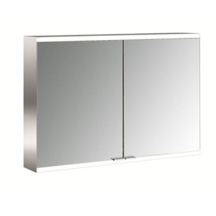 EMCO Prime2 Зеркальный шкаф 100x70см., с подсветкой, навесной, 2 двери, 2 полки, розетка, цвет: белый
