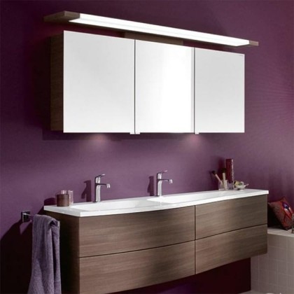 BURGBAD Sinea 1.0  Комплект подвесной мебели 161 см, база с 4 выдвижными ящиками, раковина двойная, с зеркальным шкафом с верхней подсветкой, цвет: капучино