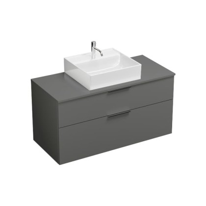 Burgbad Eqio Комплект мебели 1200х550х600 мм с крам.умыв. квадратным, цвет белый, с 1 отв под смес., 2 ящика, ручки G0252, цвет: серый глянцевый