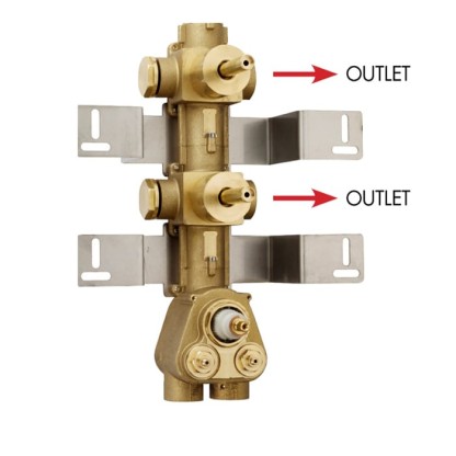 Bossini Встраиваемая часть термостата с 2 запорными клапанами, (2 выхода) высокой пропускной способности на  3/4 ”, уст-ка верт/гор.