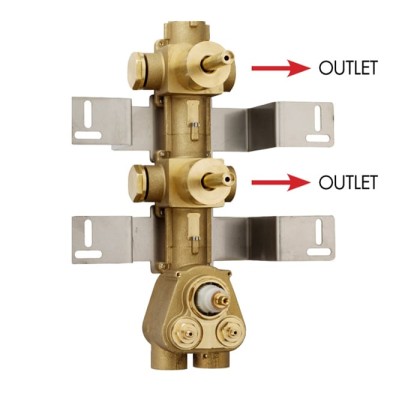 Bossini Встраиваемая часть термостата с 2 запорными клапанами, (2 выхода) высокой пропускной способности на  3/4 ”, уст-ка верт/гор.