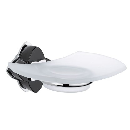 THG P?tale de cristal noir Мыльница стеклянная, подвесная, цвет: хром/черный хрусталь