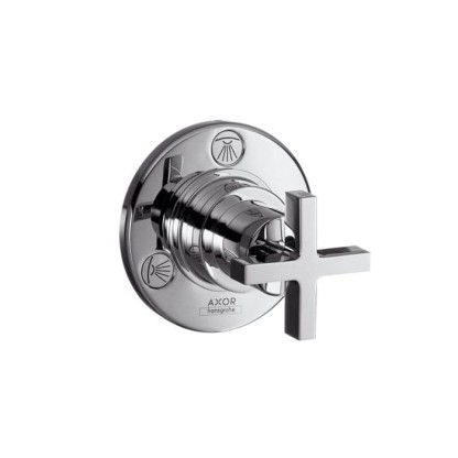 Axor Citterio Запорный/переключающий вентиль Trio/Quattro, внутристенный монтаж, с крестовой рукояткой, цвет: хром