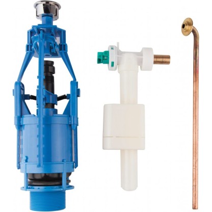 Azzurra Jubilaeum Механизм в комплекте с кнопкой двойного слива 3/6 л (подключение нижнее и боковое), цвет: золото