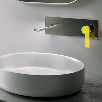 Gattoni Color Смеситель встроенный для раковины на коробке горизонтальный, цвет: хром/Giallo