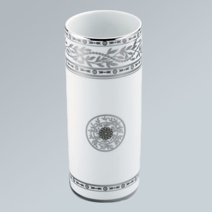 THG MARQUISE BLANC DECOR PLATINE Ваза керамическая, настольная, декор платина, цвет: белый