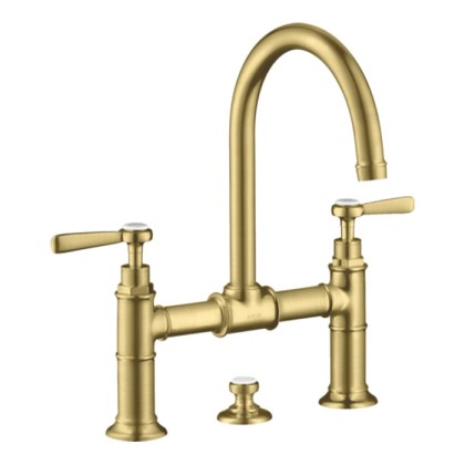 Axor Montreux Смеситель для раковины 220, на 3 отв., ручка: рычаг, с донным клапаном, цвет: шлифованная медь