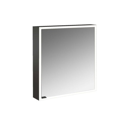 Emco Prime Зеркальный шкаф 60см., с подсветкой LED Facelift навесная модель, 1-дверка, IP 20, цвет черный петли справа, зеркальная задняя стенка