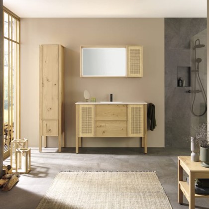 Burgbad MAX Комплект мебели 130х49х91.2см, напольный, с раковиной, с зеркалом, с 2 ящиками, цвет: Natural knotty oak