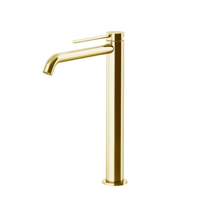 Gattoni Circle Two Смеситель для раковины высокий 302 мм, на 1 отверстие, излив 195 мм, с донным клапаном, цвет: золото